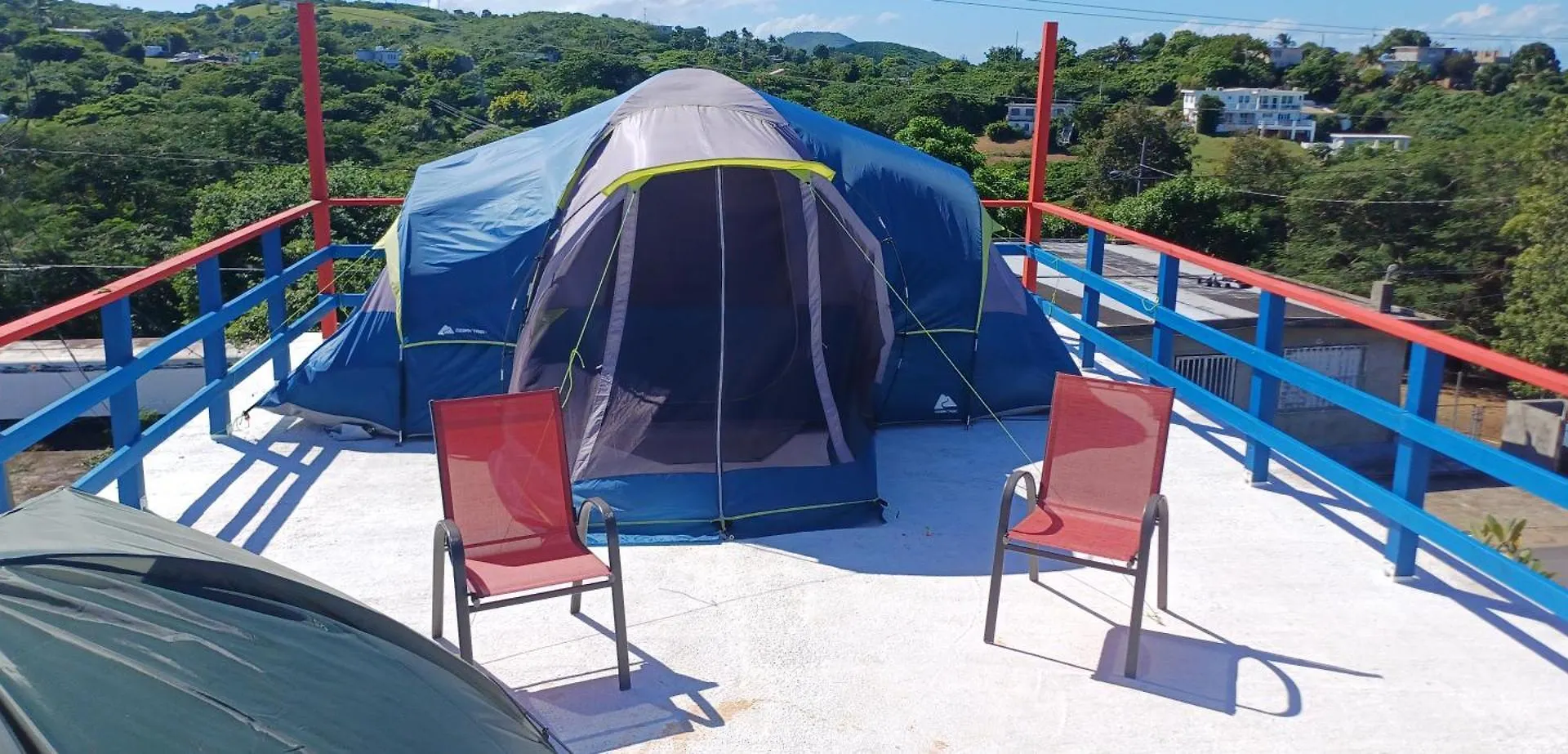 Rooster Run Glamping Camping Has Rooftop And Off The Ground Glamping Experience For 1 To 16 In A Single Tent And Views Of The Rain Forrest And To Culebra Across The Atlantic Ocean W Tents, Linens, Deluxe Air Beds, Warm Shower And More At A Great Pric location